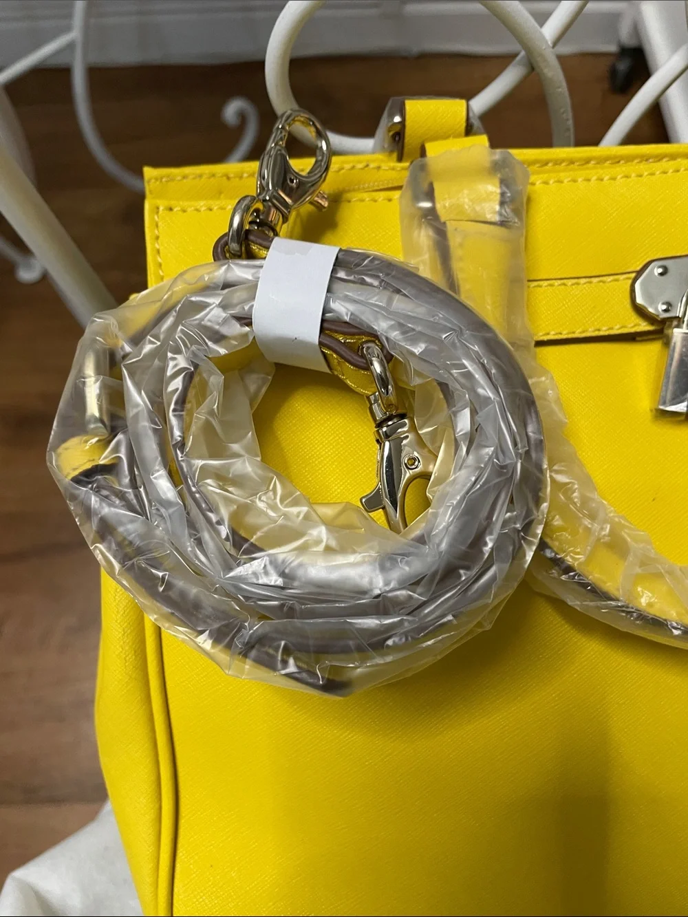 Leather Yellow Structured Top-Handle Satchel